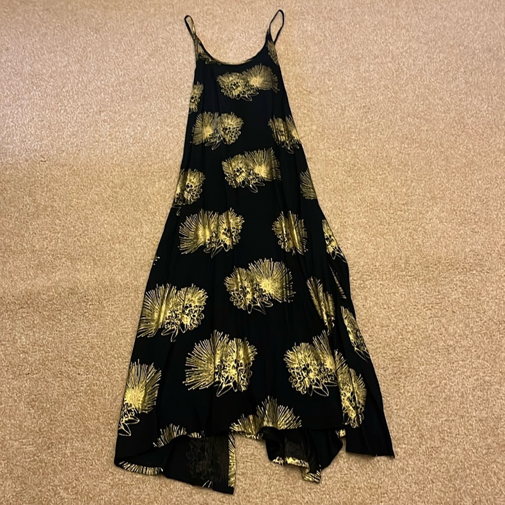 Kahulalea black/gold Kuuipo Maxi dress in SML. NWT